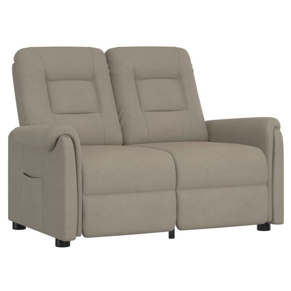 vidaXL divvietīgs masāžas krēsls, atgāžams, gaiši pelēks audums