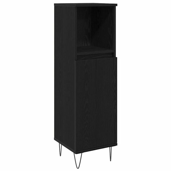 vidaXL Vannas istabas mēbeļu komplekts ar plauktu 3 pcs Melns ozolkoks