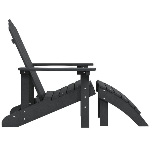 vidaXL dārza krēsls ar kāju balstu, HDPE, pelēks