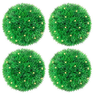 vidaXL Mākslīgās buksuss bumbas ar LED gaismām 4 gab. Zaļa 12 cm