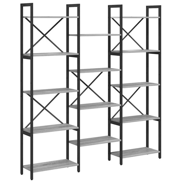 vidaXL Grāmatu plaukts Pelēka Sonomas ozola 156 x 25 x 167 cm