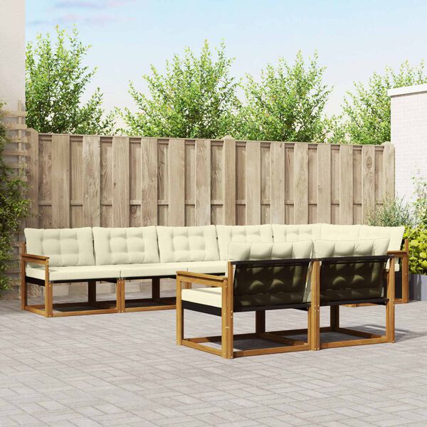 vidaXL Āra dīvānu komplekts ar spilvenu 8 pcs Dabisks un krējuma