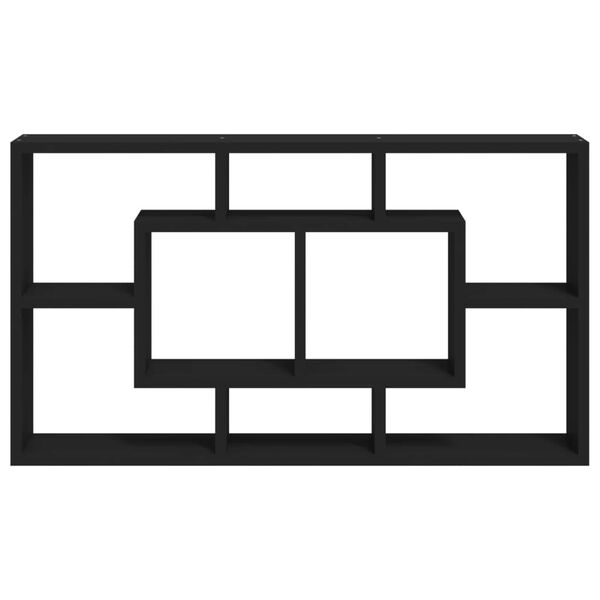 vidaXL sienas plaukts, 8 nodalījumi, melns