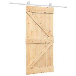 vidaXL Slīdo&scaron;ās durvis 95 x 210 cm Cieta priedes koks (neapstrādāts)