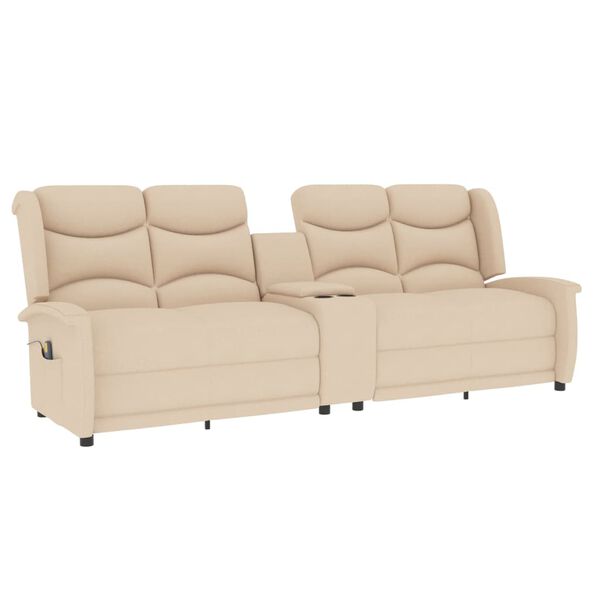 vidaXL četrvietīgs masāžas krēsls ar glāžu turētāju, krēmkrāsas