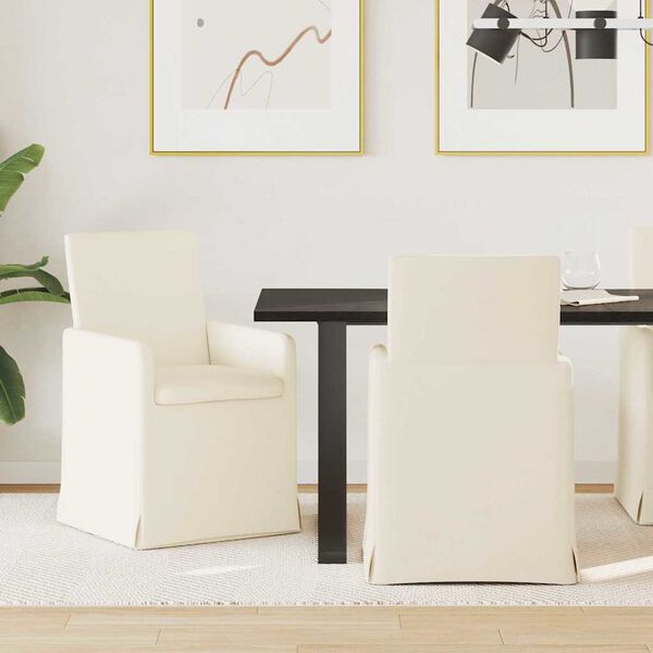 vidaXL Ēdamkrēsli ar riteņiem 2 pcs Bēša 57 x 67 x 95 cm Lins