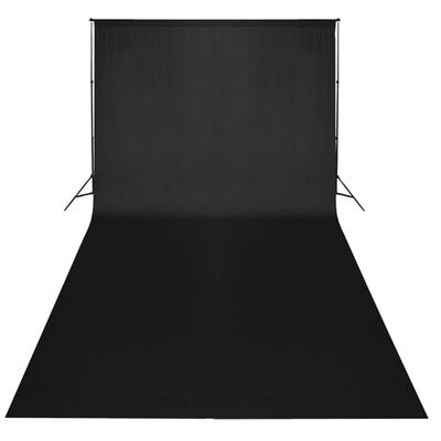 vidaXL fotostudijas komplekts, gaismas, melns fons, 600x300 cm