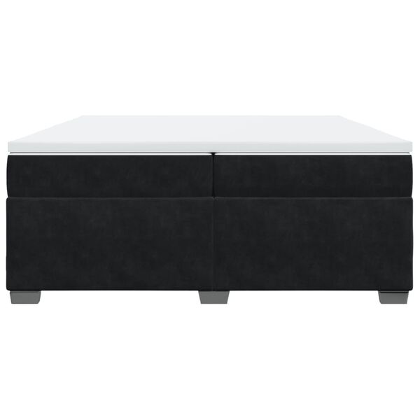 vidaXL atsperu gulta ar matraci, melna samts, 200x200 cm