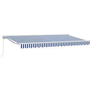 vidaXL Rokas markīze 3,5 x 2 m Zila un balta svītra 100% poliesters