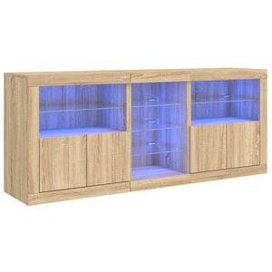 vidaXL kumode ar LED lampiņām, ozolkoka krāsa, 181,5x37x67 cm