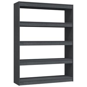 vidaXL grāmatu plaukts, pelēks, 100x30x135,5 cm, priedes masīvkoks