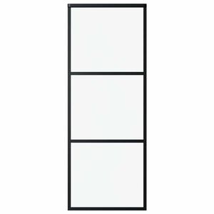 vidaXL bīdāmās durvis, 3 paneļi, 76x205 cm, ESG stikls, melns alumīnijs