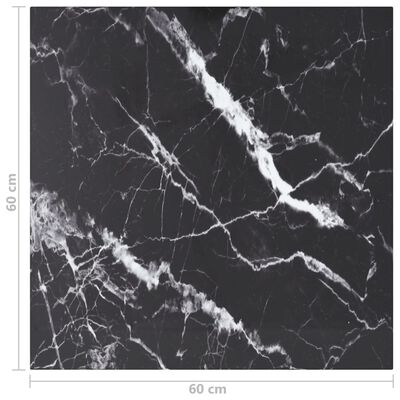 vidaXL galda virsma, melna, 60x60 cm, 6 mm, stikls ar marmora dizainu