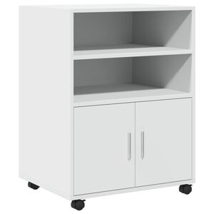 vidaXL plaukts ar riteņiem, balts, 60x48x81 cm, inženierijas koks