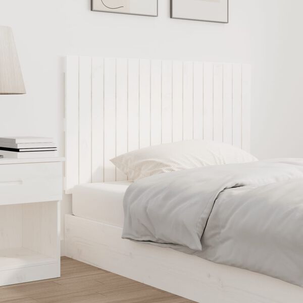 vidaXL sienas galvgalis, balts, 108x3x60 cm, priedes masīvkoks