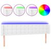 vidaXL gultas galvgalis ar LED, 163x16x78/88 cm, balta mākslīgā āda