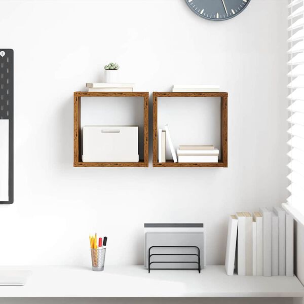 vidaXL Sienas plaukti ar plauktu Vecs koks Inženierijas koks