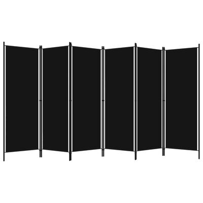 vidaXL 6-paneļu istabas aizslietnis, melns, 300x180 cm