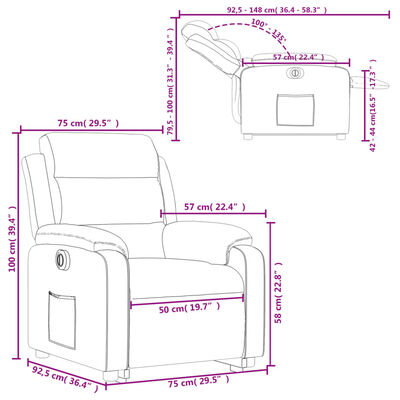 vidaXL elektrisks atpūtas krēsls paceļams/atgāžams, tumši pelēks samts