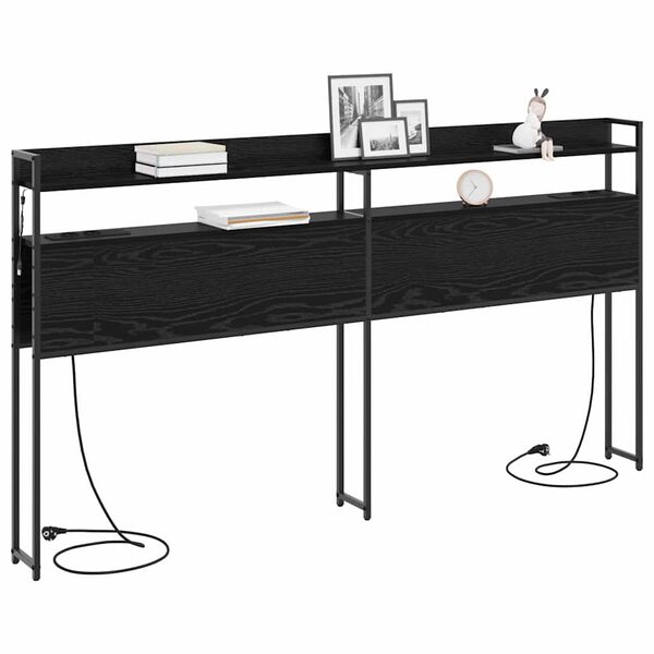 vidaXL Uzglabā&scaron;anas galvas balsts Melns ozols 180 cm Inženierijas koks