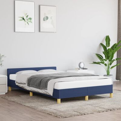 vidaXL gultas rāmis ar galvgali, zils audums, 120x190 cm