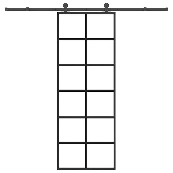 vidaXL bīdāmās durvis ar stiprinājumiem, stikls, alumīnijs, 76x205 cm