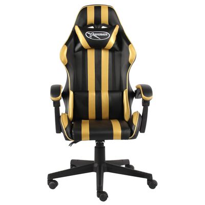 vidaXL biroja krēsls, melna un zelta krāsas mākslīgā āda