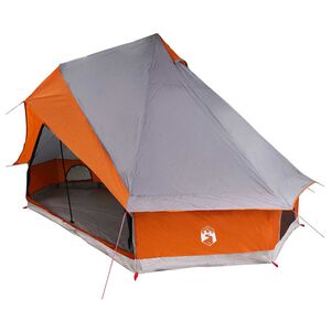 vidaXL Tipi telts 8 personai Pelēka un oranža tafta