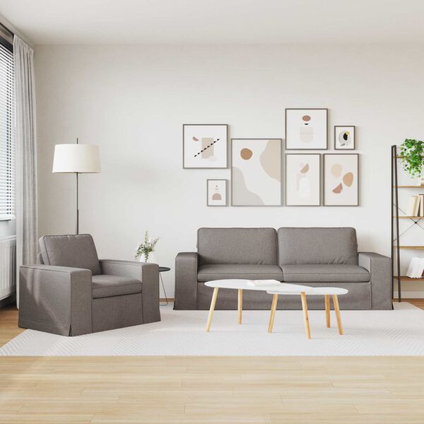 vidaXL Dīvāns 2 pcs Pelēkbrūna 182 x 80 x 82 cm audums