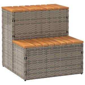 vidaXL burbuļvanna Step Grey 50x50x50,5 cm PE rotangpalma, akācijas