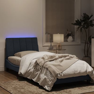 vidaXL gultas rāmis ar LED, tumši pelēks samts, 90x200 cm