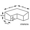 Eurotrail mēbeļu pārsegs, L-formas, 305x305x100/70 cm, pelēks