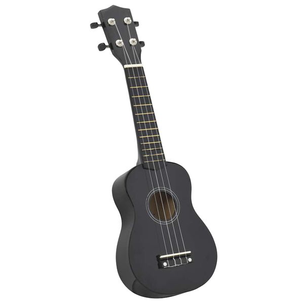 vidaXL soprāna bērnu ukulele ar somu, melna, 23"