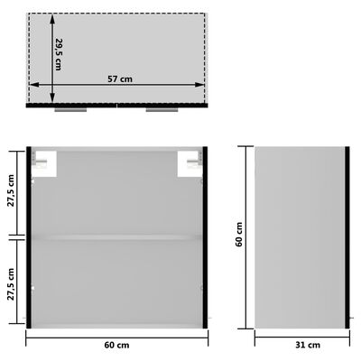 vidaXL piekarams skapītis, melns, 60x31x60 cm, skaidu plātne