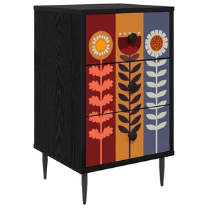 vidaXL Nakts skapītis ESSEN Melns ozols 36 x 33 x 61 cm