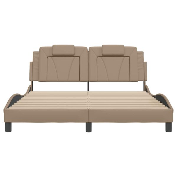 vidaXL gultas rāmis, Viana, bez matrača, kapučīno, 160x200 cm, mākslīgā āda