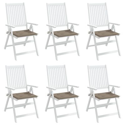 vidaXL dārza krēslu spilveni, 6 gab., pelēkbrūni, 40x40x3 cm, audums