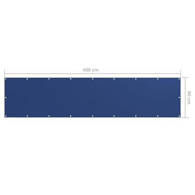 vidaXL balkona aizslietnis, 90x400 cm, zils audums