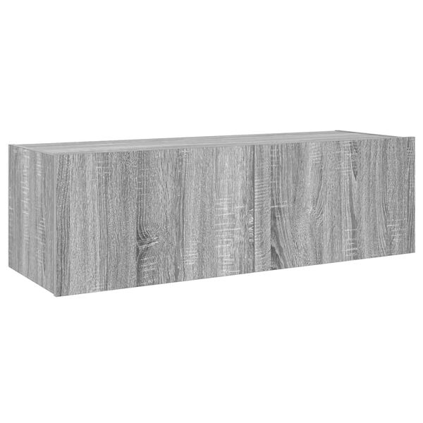 vidaXL TV skapītis ar LED lampiņām, pelēka ozola krāsa, 100x35x31 cm