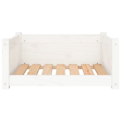 vidaXL suņu gulta, balta, 65,5x50,5x28 cm, priedes masīvkoks