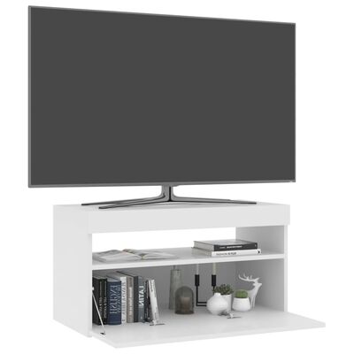 vidaXL TV skapītis ar LED lampiņām, spīdīgi balts, 75x35x40 cm