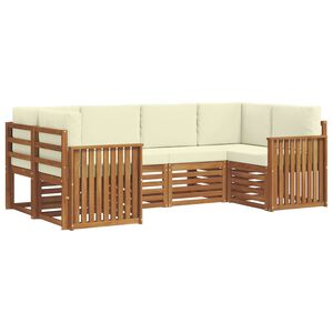 vidaXL Stūru dīvānu komplekts ar spilvenu 6 pcs Dabisks un krējuma