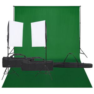 vidaXL fotostudijas komplekts, gaismas un fons