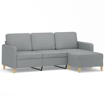 vidaXL trīsvietīgs dīvāns ar kājsoliņu, 180 cm, gaiši pelēks audums