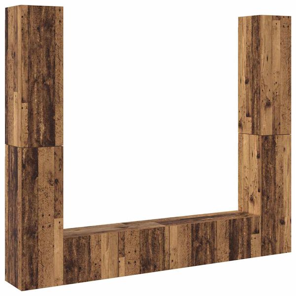 vidaXL 6-daļīgs TV skapja komplekts, sienai stiprināms, veca koka