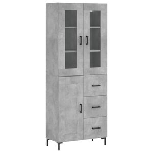 vidaXL augstais skapis, pelēks, 69,5x34x180 cm, inženierijas koks