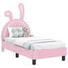 vidaXL Bērnu gultas rāmis ar galvgali Rozā 70 x 140 cm PU