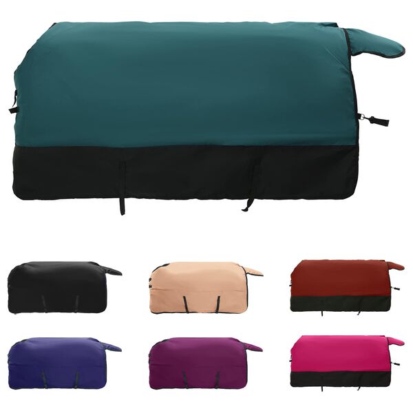 vidaXL Zirgu sega Tum&scaron;i zaļa un melna 115 cm Poliesters