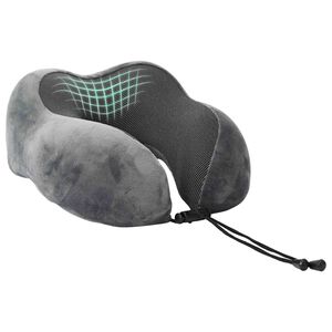 vidaXL Ceļojuma kakla spilvens Pelēka Atmiņas putas 27 x 26 x 14 cm