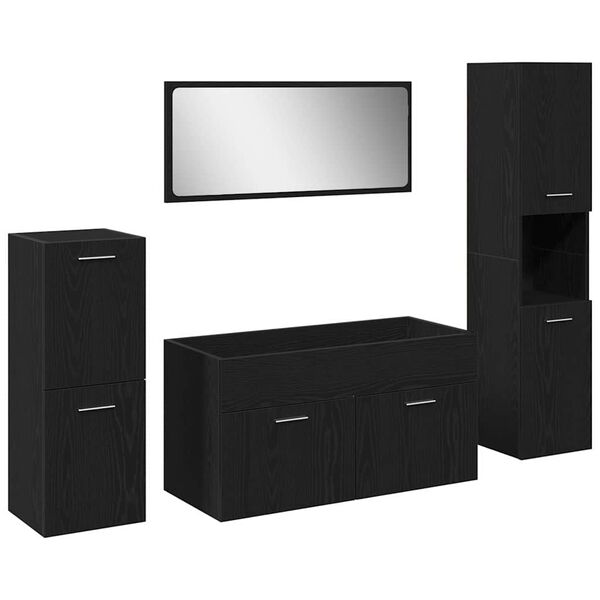 vidaXL Vannas istabas mēbeļu komplekts ar durvīm 4 pcs Melns ozolkoks